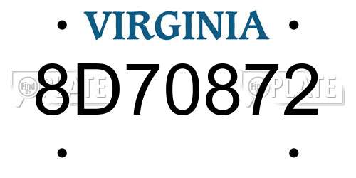 8D70872 Virginia License Plate