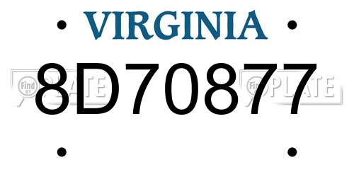 8D70877 Virginia License Plate