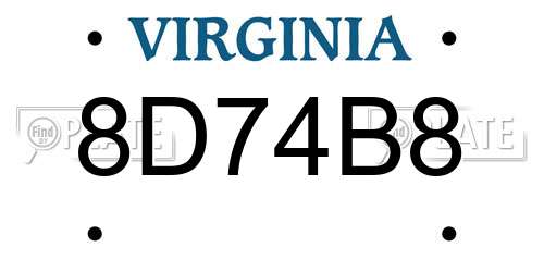 8D74B8 Virginia License Plate