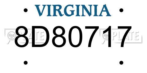 8D80717 Virginia License Plate