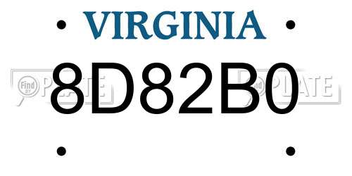 8D82B0 Virginia License Plate