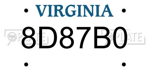 8D87B0 Virginia License Plate