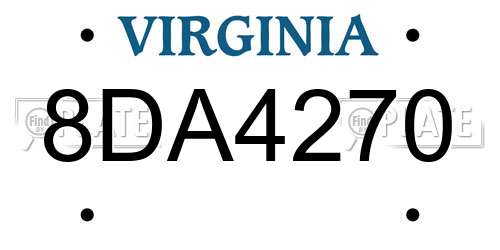 8DA4270 Virginia License Plate