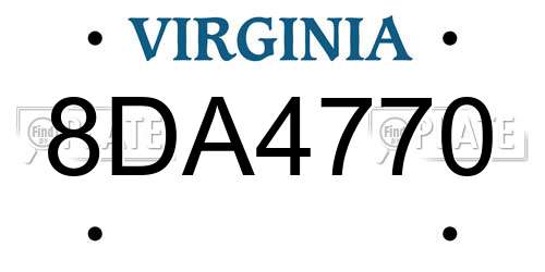 8DA4770 Virginia License Plate