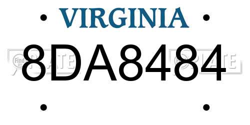 8DA8484 Virginia License Plate
