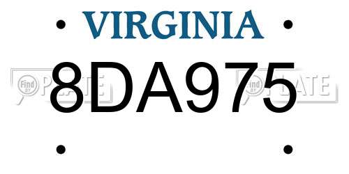 8DA975 Virginia License Plate