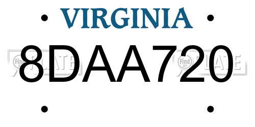 8DAA720 Virginia License Plate