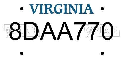8DAA770 Virginia License Plate