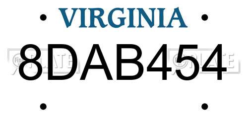 8DAB454 Virginia License Plate
