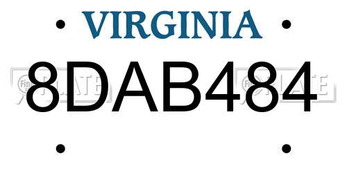8DAB484 Virginia License Plate