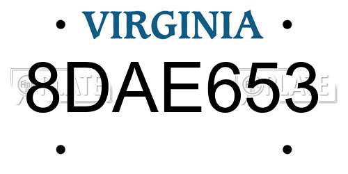8DAE653 Virginia License Plate