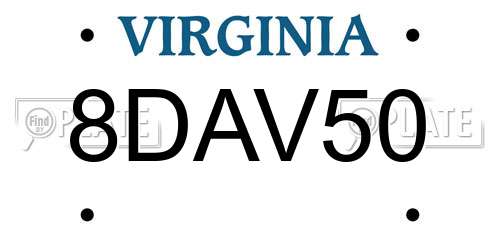 8DAV50 Virginia License Plate