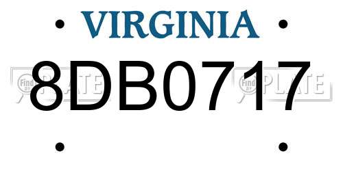 8DB0717 Virginia License Plate