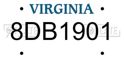 8DB1901 Virginia License Plate