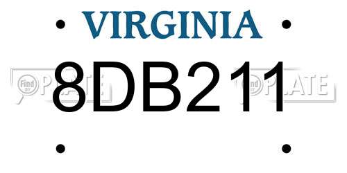 8DB211 Virginia License Plate