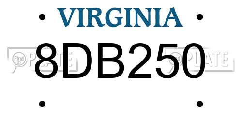 8DB250 Virginia License Plate