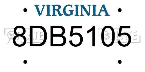 8DB5105 Virginia License Plate