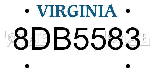 8DB5583 Virginia License Plate