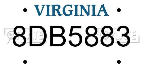 8DB5883 Virginia License Plate