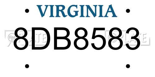 8DB8583 Virginia License Plate
