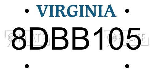 8DBB105 Virginia License Plate
