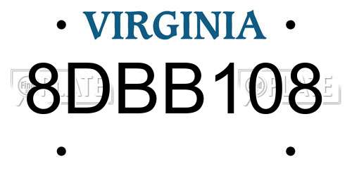 8DBB108 Virginia License Plate