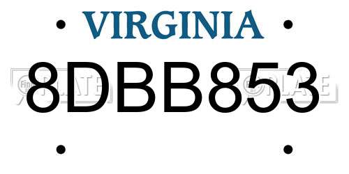 8DBB853 Virginia License Plate
