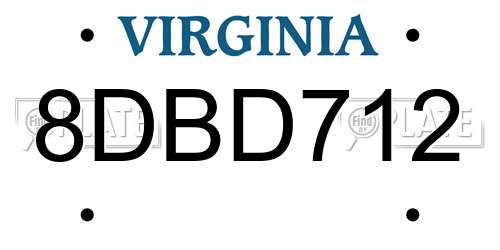 8DBD712 Virginia License Plate