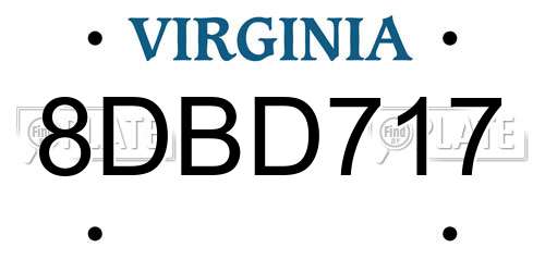 8DBD717 Virginia License Plate