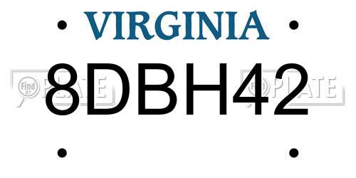 8DBH42 Virginia License Plate