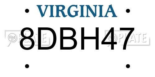 8DBH47 Virginia License Plate