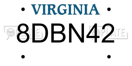 8DBN42 Virginia License Plate