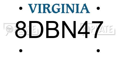 8DBN47 Virginia License Plate