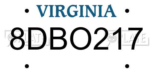 8DBO217 Virginia License Plate