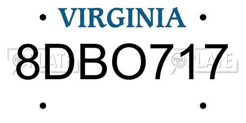 8DBO717 Virginia License Plate