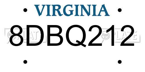 8DBQ212 Virginia License Plate