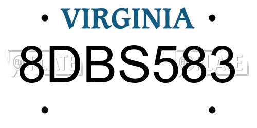 8DBS583 Virginia License Plate