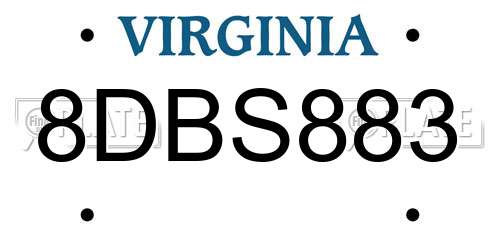 8DBS883 Virginia License Plate