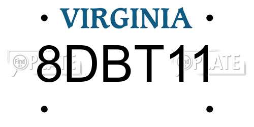 8DBT11 Virginia License Plate