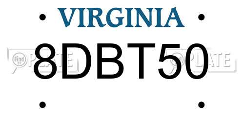 8DBT50 Virginia License Plate