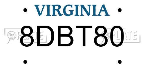 8DBT80 Virginia License Plate