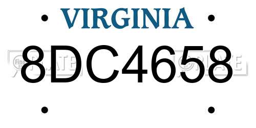 8DC4658 Virginia License Plate