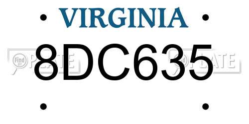 8DC635 Virginia License Plate