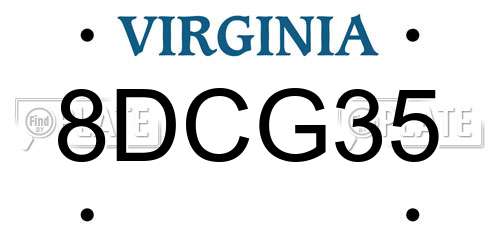 8DCG35 Virginia License Plate
