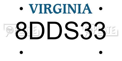 8DDS33 Virginia License Plate