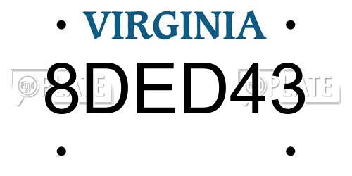 8DED43 Virginia License Plate