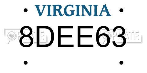 8DEE63 Virginia License Plate