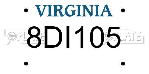 8DI105 Virginia License Plate