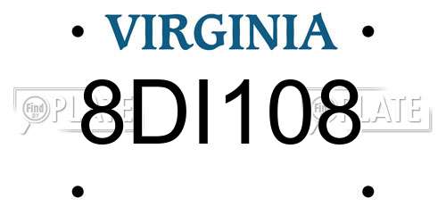 8DI108 Virginia License Plate