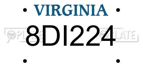 8DI224 Virginia License Plate